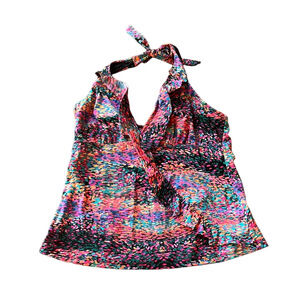 NWOT Assets Colorful Halter Swim Top - Size Large